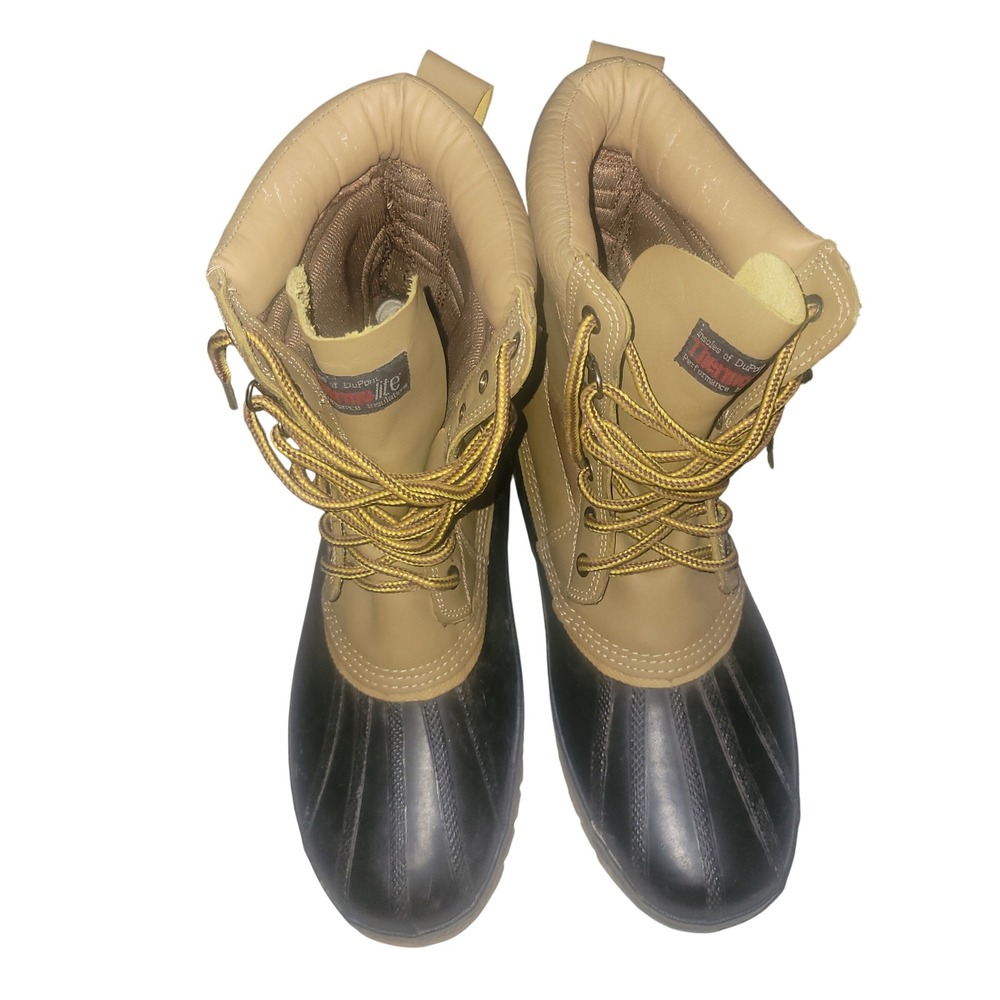 Mens Size 10 Steel Shank Work Boots Tan Black‎ Lace Up Insulated Winter outdoor